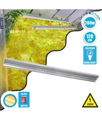 GloboStar® 85959 Linear Grow Light Hydro Spectrum LED Γραμμικό Φωτιστικό Ανάπτυξης Φυτών Υδροπονικού Θερμοκηπίου 120cm SMD 2835 200W 120° AC230V IP54 Εσωτερικού Χώρου για Κάλυψη Επιφάνειας 1.2m x 1.2m